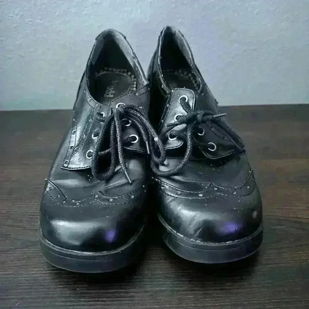 90s Y2K MUDD Black Chunky Grunge Goth Skater Platform Heels Size 8.5M Dennis - Picture 4 of 8